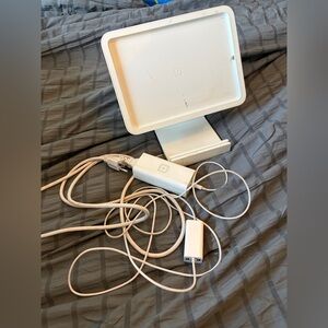 White Square Stand with Cables